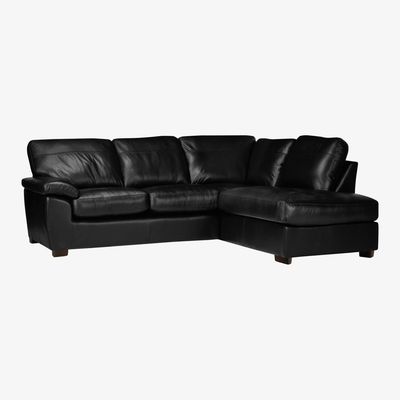 John Lewis John Lewis & Partners Camden Leather RHF Chaise Corner End Sofa, Dark Leg