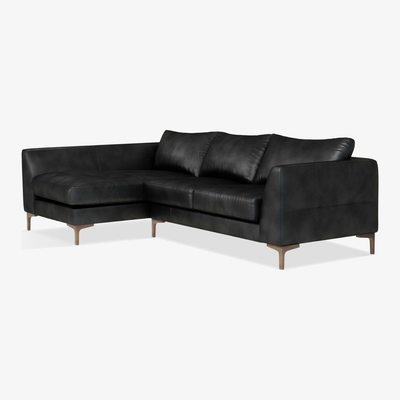John Lewis John Lewis & Partners Belgrave LHF Chaise End Leather Sofa, Dark Leg
