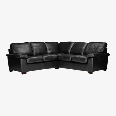 John Lewis John Lewis & Partners Camden Leather Corner Sofa, Dark Leg