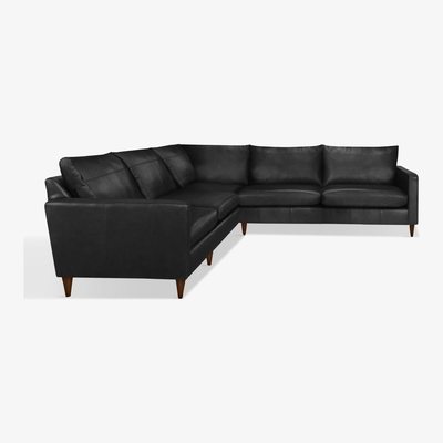 John Lewis John Lewis & Partners Bailey Leather Corner Sofa, Dark Leg