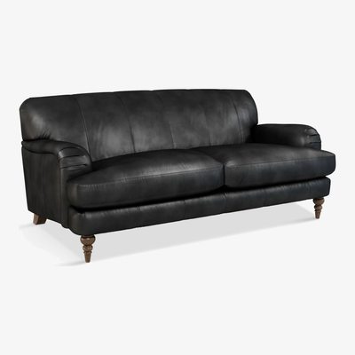 John Lewis John Lewis & Partners Harrogate High Back Large 3 Seater Leather Sofa, Dark Leg