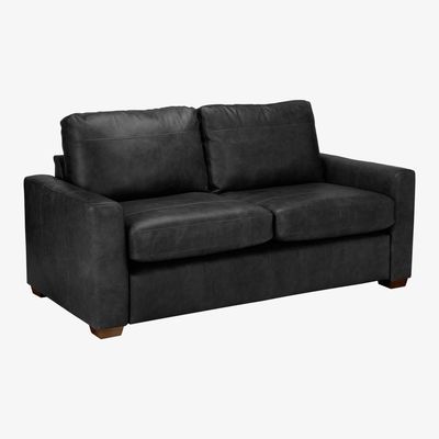 John Lewis House by John Lewis Oliver Leather Medium 2 Seater Sofa, Dark Leg