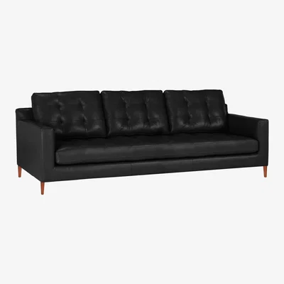 John Lewis John Lewis & Partners Draper Leather Grand 4 Seater Sofa, Dark Leg