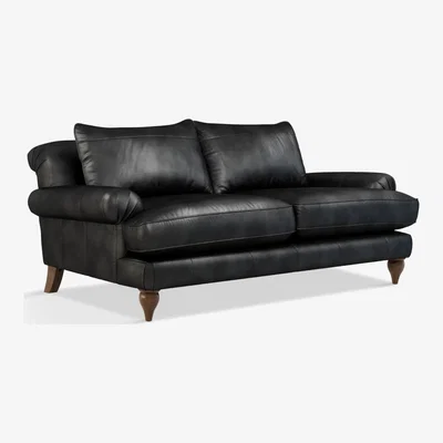John Lewis Croft Collection Findon Large 3 Seater Leather Sofa, Dark Leg