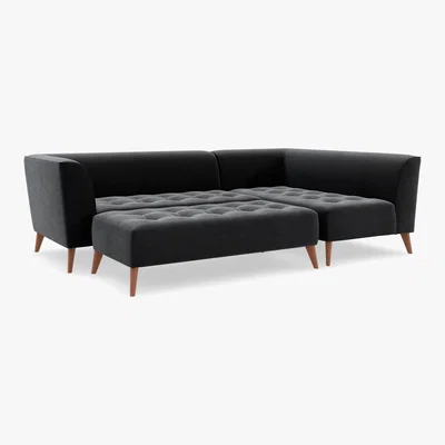 Marks & Spencer M&S Luna Module Sofa & Foot Stool (Right-Hand) - RH3MD - Duck Egg, Duck Egg,Peacock,Charcoal,Natural,Dusky Pink,Grey,Navy,Dark Ochre,Ochre,Steel,Emerald