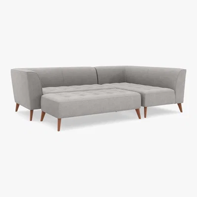 Marks & Spencer M&S Luna Module Sofa & Foot Stool (Right-Hand) - RH3MD - Duck Egg, Duck Egg,Peacock,Charcoal,Natural,Dusky Pink,Grey,Navy,Dark Ochre,Ochre,Steel,Emerald