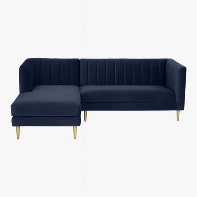 Made.com Amicie Left Hand Facing Chaise End Corner Sofa, Royal Blue Velvet