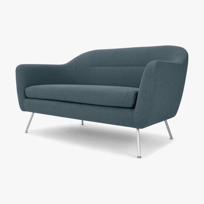 Made.com Reece 2 Seater Sofa, Mina Earl Blue with Metal Legs