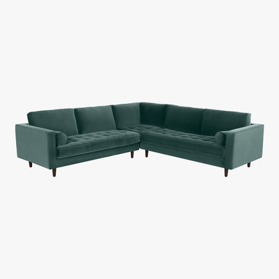 Made.com Scott Corner Sofa, Petrol Cotton Velvet