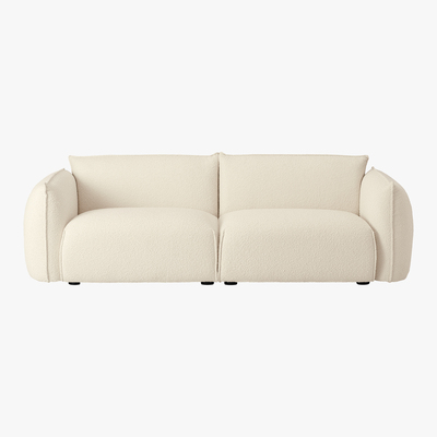 Made.com Dion 3 Seater Sofa, Whitewash Boucle with Stainless Steel Frame