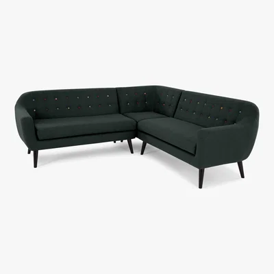 Made.com Ritchie Corner Sofa, Anthracite Grey with Rainbow Buttons