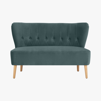 Made.com Charley 2 Seater Sofa, Marine Green Velvet, Natural Leg