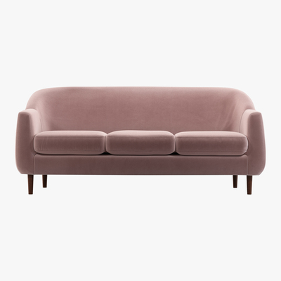 Made.com Custom MADE Tubby 3 Seater Sofa, Heather Pink Velvet with Dark Wood Legs
