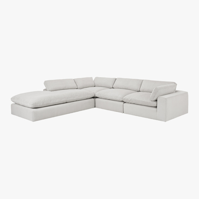 Made.com Samona Left Hand Facing Full Corner Sofa, Stone Grey Corduroy Velvet