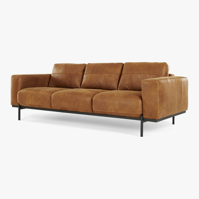Made.com Jarrod 3 Seater Sofa, Outback Tan Leather