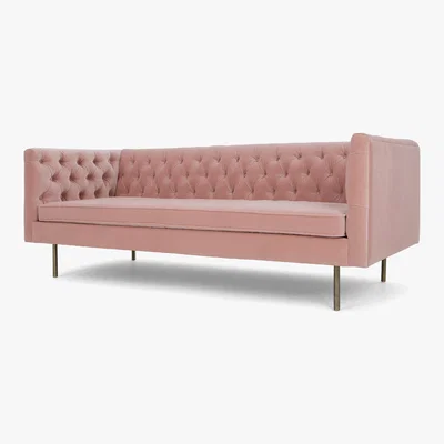 Made.com Julianne 3 Seater Sofa, Blush Pink Cotton Velvet