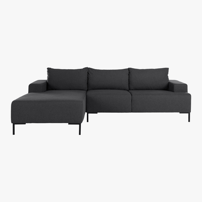 Made.com Oskar 3 Seater Left Hand Facing Compact Corner Chaise End Sofa, Sterling Grey