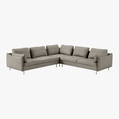 Made.com Vento 5 Seater Corner Sofa, Pale Putty Leather