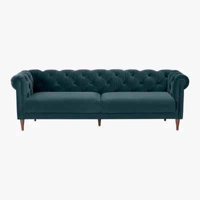 Made.com Barstow 3 Seater Sofa, Steel Blue Velvet