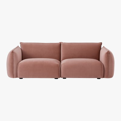 Made.com Dion 3 Seater Sofa, Blush Pink Velvet with Brass Frame