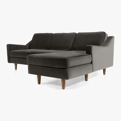 Made.com Dallas Right Hand Facing Chaise End Corner Sofa, Concrete Cotton Velvet