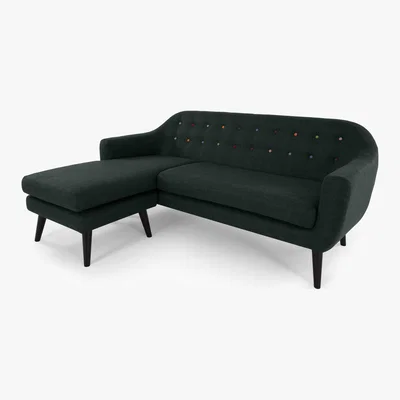 Made.com Ritchie Chaise End Corner Sofa, Anthracite Grey with Rainbow Buttons
