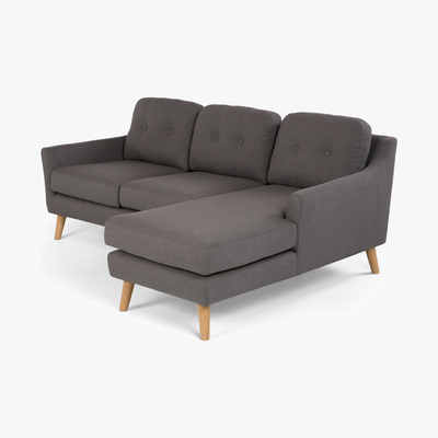 Made.com Rufus Right Hand Facing Chaise End Corner Sofa, Rhino Grey