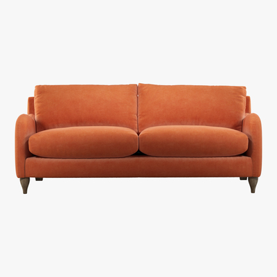 Made.com Custom MADE Sofia 3 Seater Sofa, Plush Coral Velvet with Light Wood Leg
