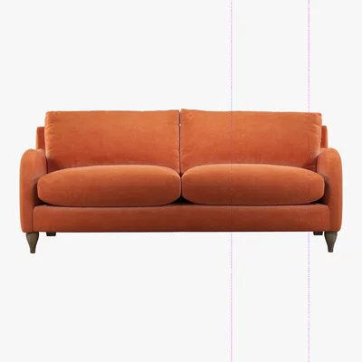Made.com Custom MADE Sofia 3 Seater Sofa, Plush Coral Velvet with Light Wood Leg