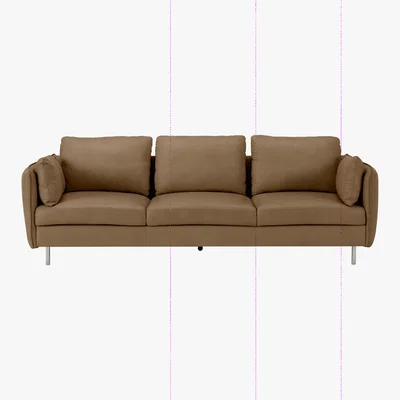 Made.com Vento 3 Seater Sofa, Pale Tan Leather