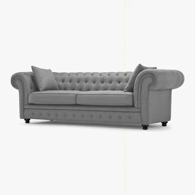 Made.com Branagh 3 Seater Chesterfield Sofa, Pearl Grey