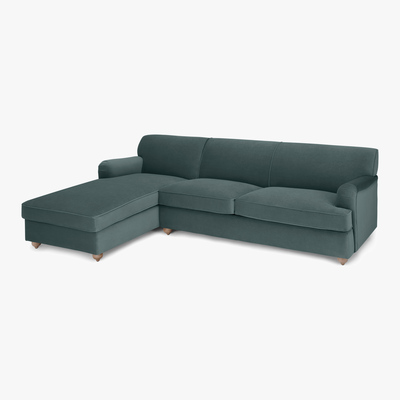 Made.com Orson Left Hand Facing Chaise End Sofa Bed, Marine Green Velvet