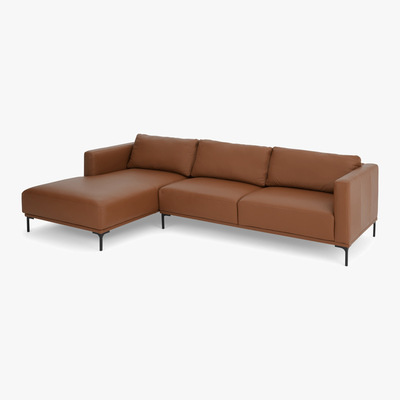 Made.com Milo Left Hand Facing Chaise End Corner Sofa, Otis Mocha Leather