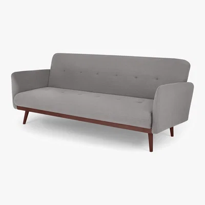 Made.com Stevie Click Clack Sofa Bed, Marshmallow Grey and Walnut Legs