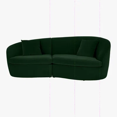 Made.com Reisa 3 Seater Sofa, Pine Green Velvet