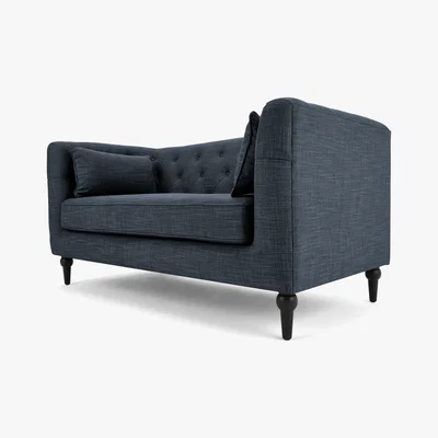 Made.com Flynn 2 Seat Sofa, Atlantic Blue Linen Mix
