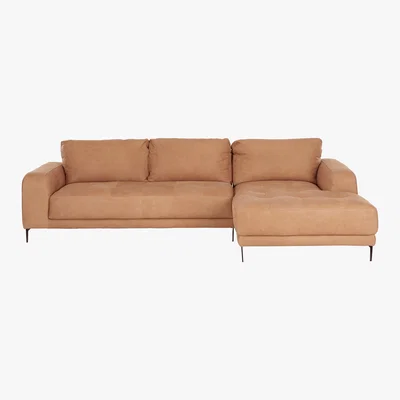 Made.com Luciano Right Hand Facing Chaise End Corner Sofa, Tan Leather