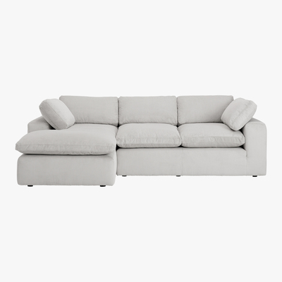 Made.com Samona Left Hand Facing Chaise End Sofa, Stone Grey Corduroy Velvet