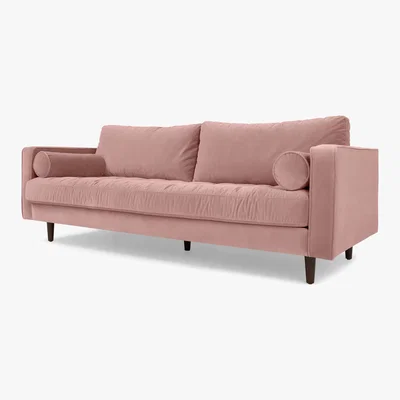 Made.com Scott 3 Seater Sofa, Blush Pink Cotton Velvet