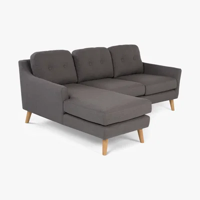 Made.com Rufus Left Hand Facing Chaise End Corner Sofa, Rhino Grey