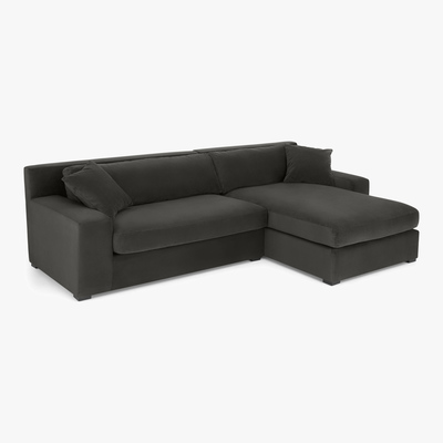 Made.com Delaney Right Hand Facing Chaise End Corner Sofa, Dark Pewter Velvet