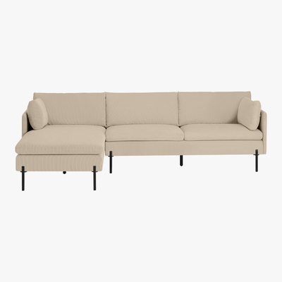 Made.com Zarina Left Hand Facing Chaise End Sofa, Stone Corduroy Velvet