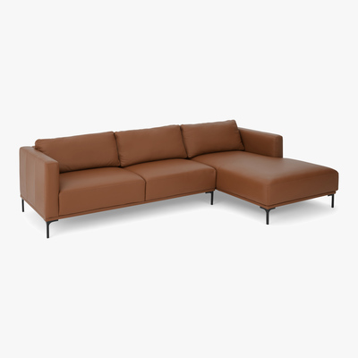 Made.com Milo Right Hand Facing Chaise End Corner Sofa, Otis Mocha Leather