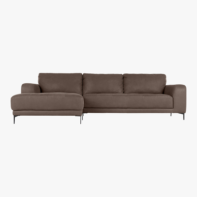 Made.com Luciano Left Hand Facing Corner Sofa, Texas Charcoal Grey Leather