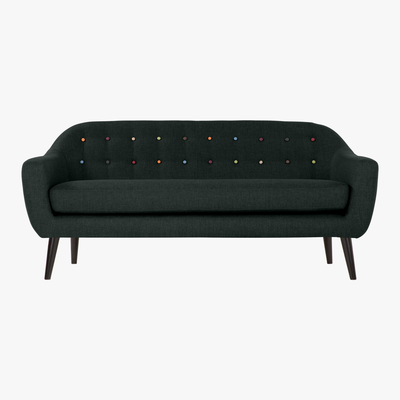 Made.com Ritchie 3 Seater Sofa, Anthracite Grey with Rainbow Buttons