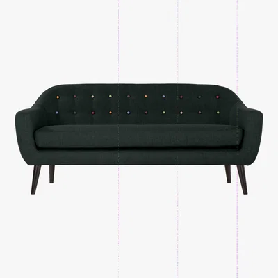 Made.com Ritchie 3 Seater Sofa, Anthracite Grey with Rainbow Buttons