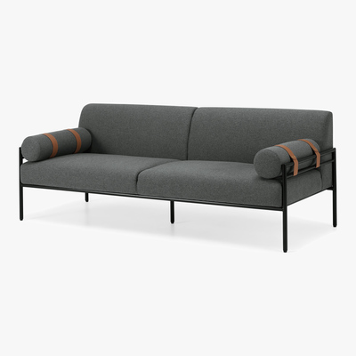 Made.com Benito 3 Seater Sofa, Marl Grey and Leather