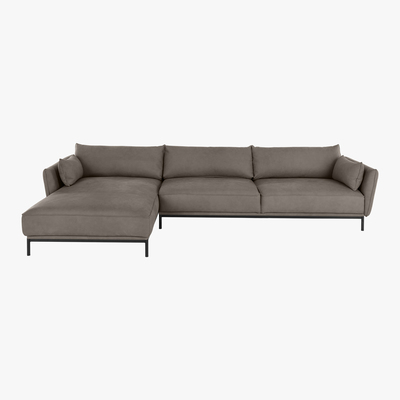 Made.com Odelle Left Hand Facing Chaise End Corner Sofa, Texas Grey Leather