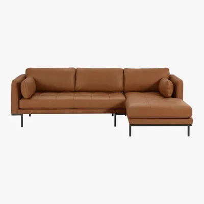 Made.com Harlow Right Hand Facing Chaise End Sofa, Denver Tan Leather