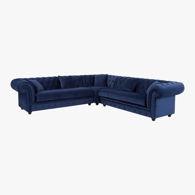 Made.com Branagh Corner Sofa, Electric Blue Velvet